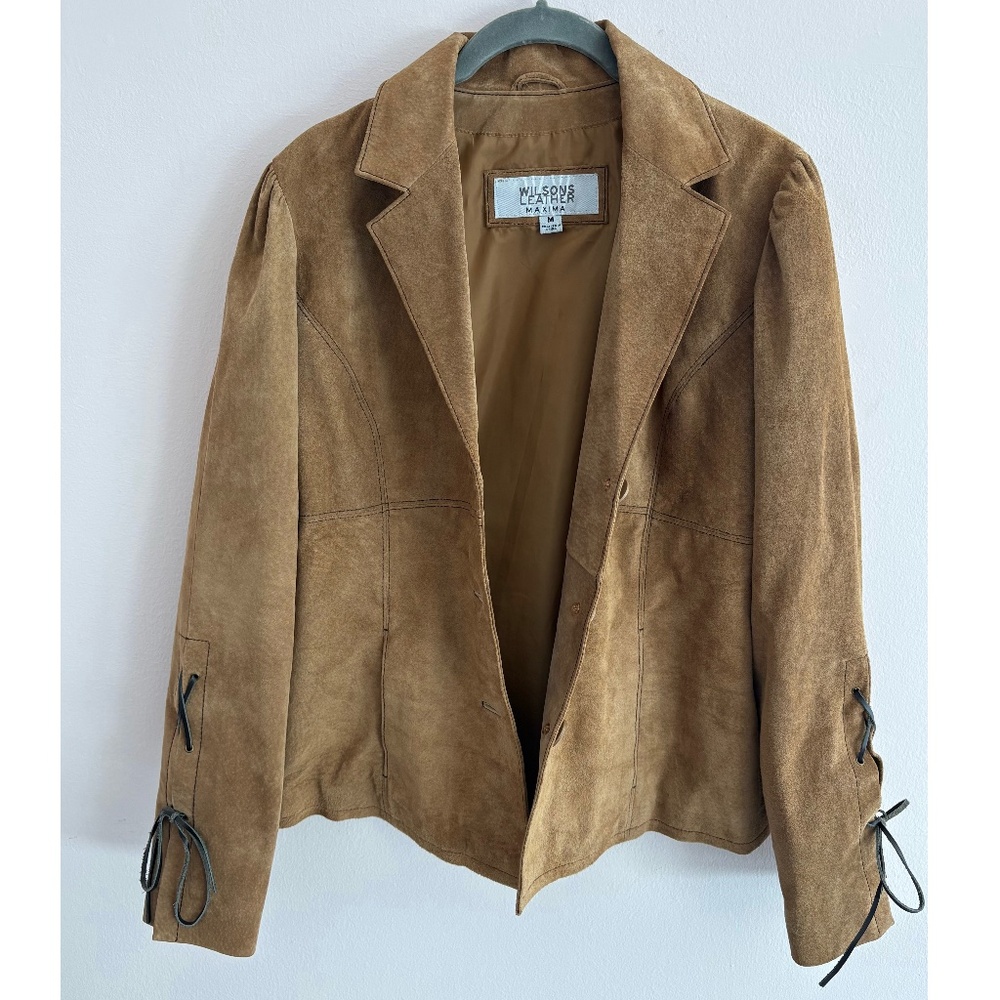 Vintage Wilsons Leather Suede Jacket M Tan Blazer Y2K Western Boho Leather Coat
